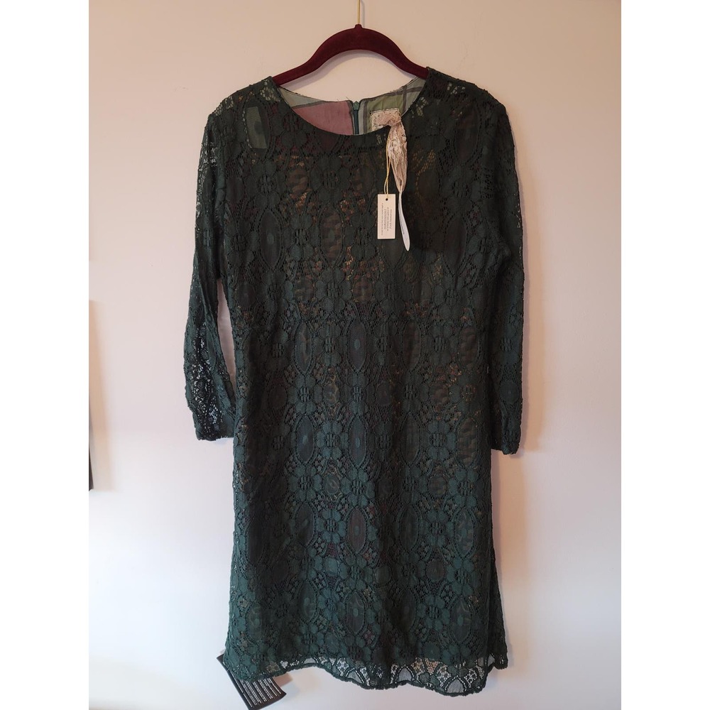 Pink Memories Green Lace mini dress Made in Italy Size 8 US/EUR 44